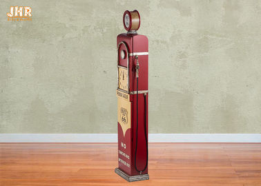 کابینت ذخیره سازی چوبی عتیقه قفسه نگهدارنده پمپ بنزین ساعت کف چوب تزئینی