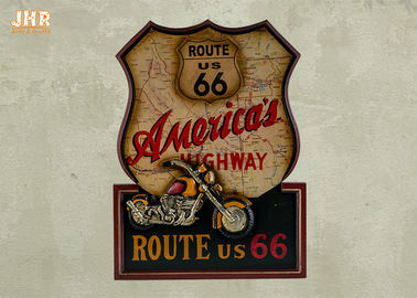 Resin Motorcycle Wall Decor Wooden Wall Plaques Decorative Route 66 Wall Art Signs
